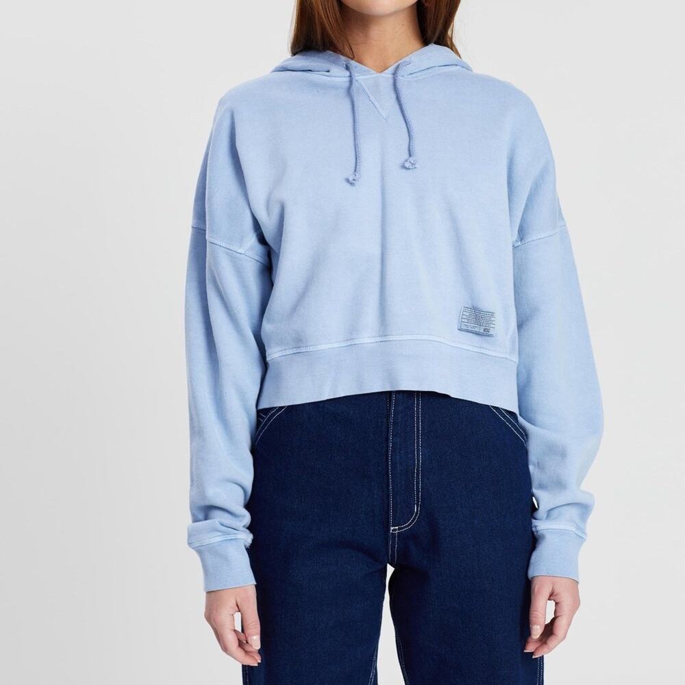 NWT BDG Slouchy Cropped Hoodie Dusty Blue Size Small